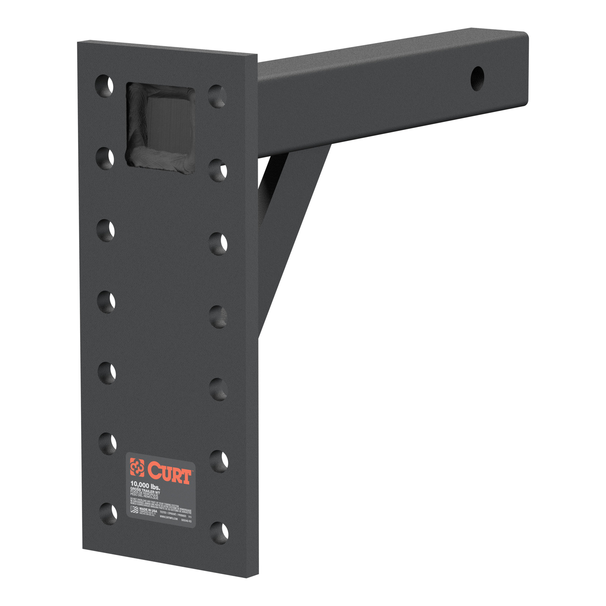 Curt Manufacturing Adjustable Trailer Hitch Pintle Mount, 13in. Plate Height, Solid Steel, 10,000lb. Capacity, Model# 48342